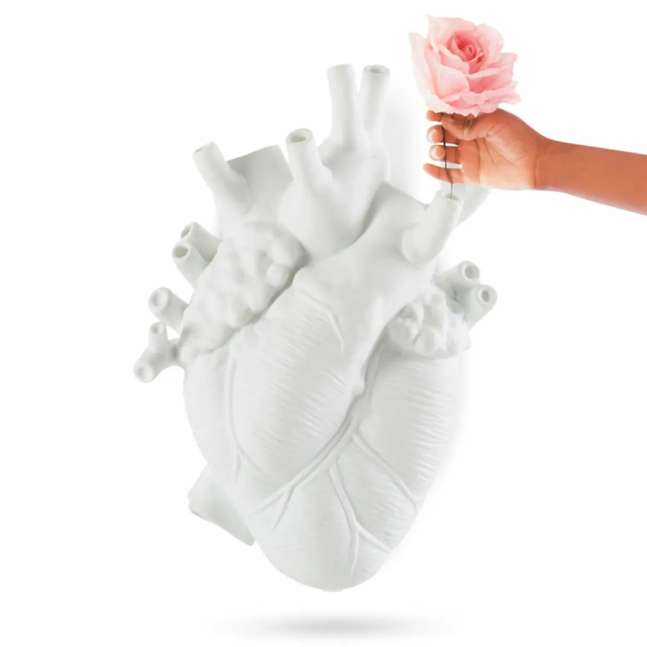 SELETTI Vase Love in Bloom Giant, blanc, H 60 cm, fibre de verre^ Meubles & Aménagements