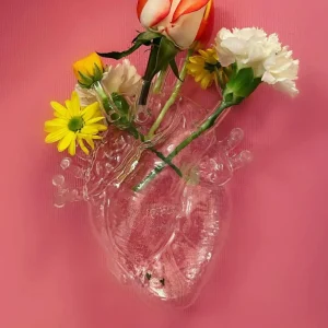SELETTI Vase Love in Bloom, transparent, hauteur 24 cm, forme de cœur,^ Meubles & Aménagements