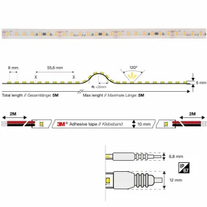 The Light Group SLC Ruban LED Sauna jusqu'à 105°C, 24V IP67 5m 2.700K^ Lampes Décoratives