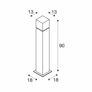 SLV Borne lumineuse Square Pole, hauteur 90 cm, gris, inox^ Bornes Éclairage Extérieur