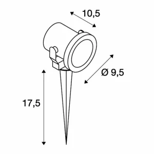 SLV Nautilus 10 spot sur piquet, rond, acier inox^ Projecteurs D'Extérieur