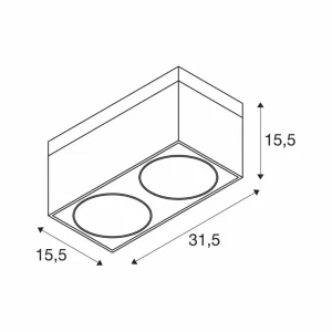 SLV Plafonnier Kardamod, blanc, acier, longueur 31,5 cm, à 2 lampes.^ Plafonniers D'Extérieur