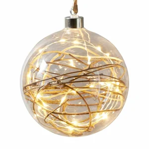 STAR TRADING Sphère déco LED Glow transparente, rotin Ø 15 cm^ Lumière De Noël