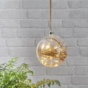 STAR TRADING Sphère déco LED Glow transparente, rotin Ø 20 cm^ Lumière De Noël