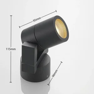 Lucande Spot d'extérieur Kavuna, gris foncé, IP54, rond^ Projecteurs D'Extérieur