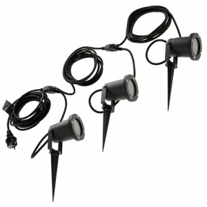 Trio Lighting Spot d'extérieur Ubangi avec piquet en lot de 3^ Projecteurs D'Extérieur