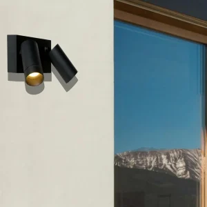 Lucide Spot mural d’extérieur Taylor capteur 2 lampe noir^ Appliques D'Extérieur Avec Détecteur