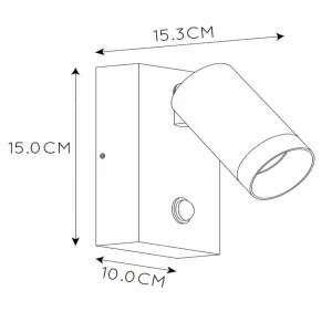 Lucide Spot mural extérieur Taylor capteur 1 lampe, blanc^ Appliques D'Extérieur Avec Détecteur