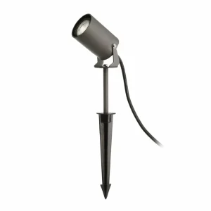 Deko-Light Spot sur piquet Spiky, Ø 6 cm, gris, orientable, IP65, GU10^ Projecteurs D'Extérieur