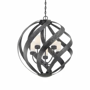 Quintiesse Suspension d'extérieur Blacksmith, Ø 66 cm, noir, à 5 lampes^ Suspensions D'Extérieur