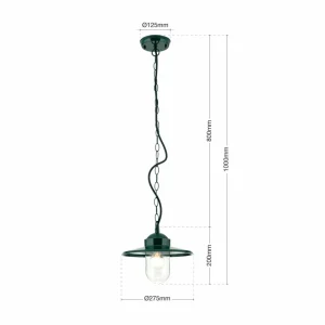 ORION Suspension d'extérieur Edward, vert, Ø 27,5 cm, aluminium/verre^ Suspensions D'Extérieur