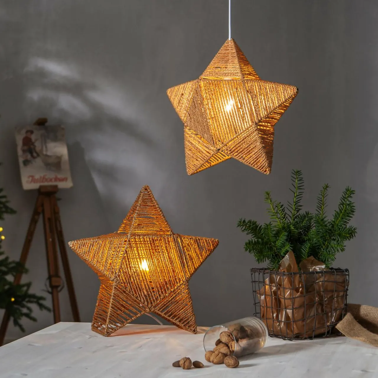 STAR TRADING Étoile déco Rappe en cordons de papier, suspendue^ Lumière De Noël