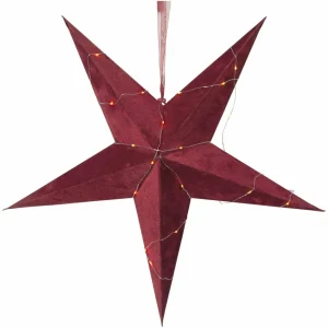 STAR TRADING Étoile déco Velvet guirlande LED Dew Drop rouge^ Lumière De Noël