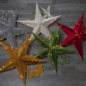 STAR TRADING Étoile déco Velvet guirlande LED Dew Drop rouge^ Lumière De Noël