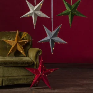 STAR TRADING Étoile déco Velvet guirlande LED Dew Drop rouge^ Lumière De Noël