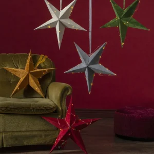 STAR TRADING Étoile déco Velvet guirlande LED Dew Drop rouge^ Lumière De Noël