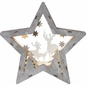 STAR TRADING Étoile décorative LED Faune en bois, hauteur 24 cm^ Lumière De Noël
