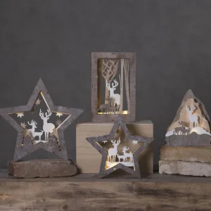 STAR TRADING Étoile décorative LED Faune en bois, hauteur 24 cm^ Lumière De Noël
