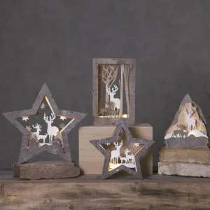 STAR TRADING Étoile décorative LED Faune en bois, hauteur 24 cm^ Lumière De Noël