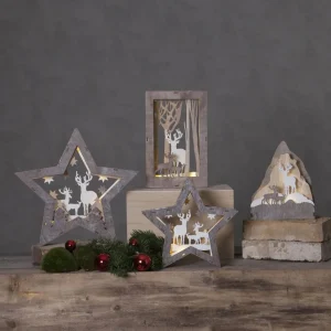 STAR TRADING Étoile décorative LED Faune en bois, hauteur 24 cm^ Lumière De Noël