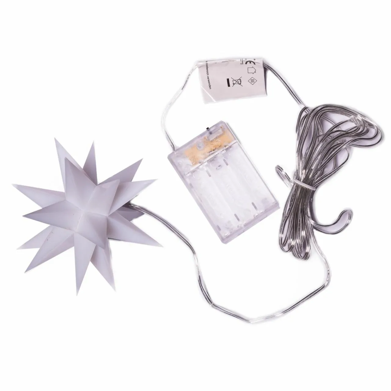 toile_led_intrieur__bras__cm_blanche_pile_1.webp Deco Trend Étoile LED intérieur 18 bras Ø 12 cm blanche pile^ Lumière De Noël