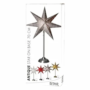 STAR TRADING Étoile sur pied Antique, métal/papier, dorée^ Lumière De Noël