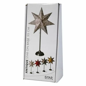 STAR TRADING Étoile sur pied Antique, métal/papier, rouge^ Lumière De Noël