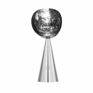 Tom Dixon Lampe de table LED rechargeable Melt Portable, argent, 28,5 cm^ Lampes Décoratives