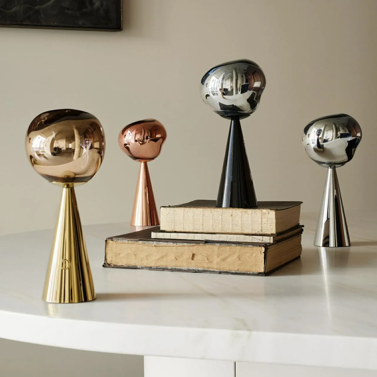 Tom Dixon Lampe de table LED rechargeable Melt Portable, argent, 28,5 cm^ Lampes Décoratives