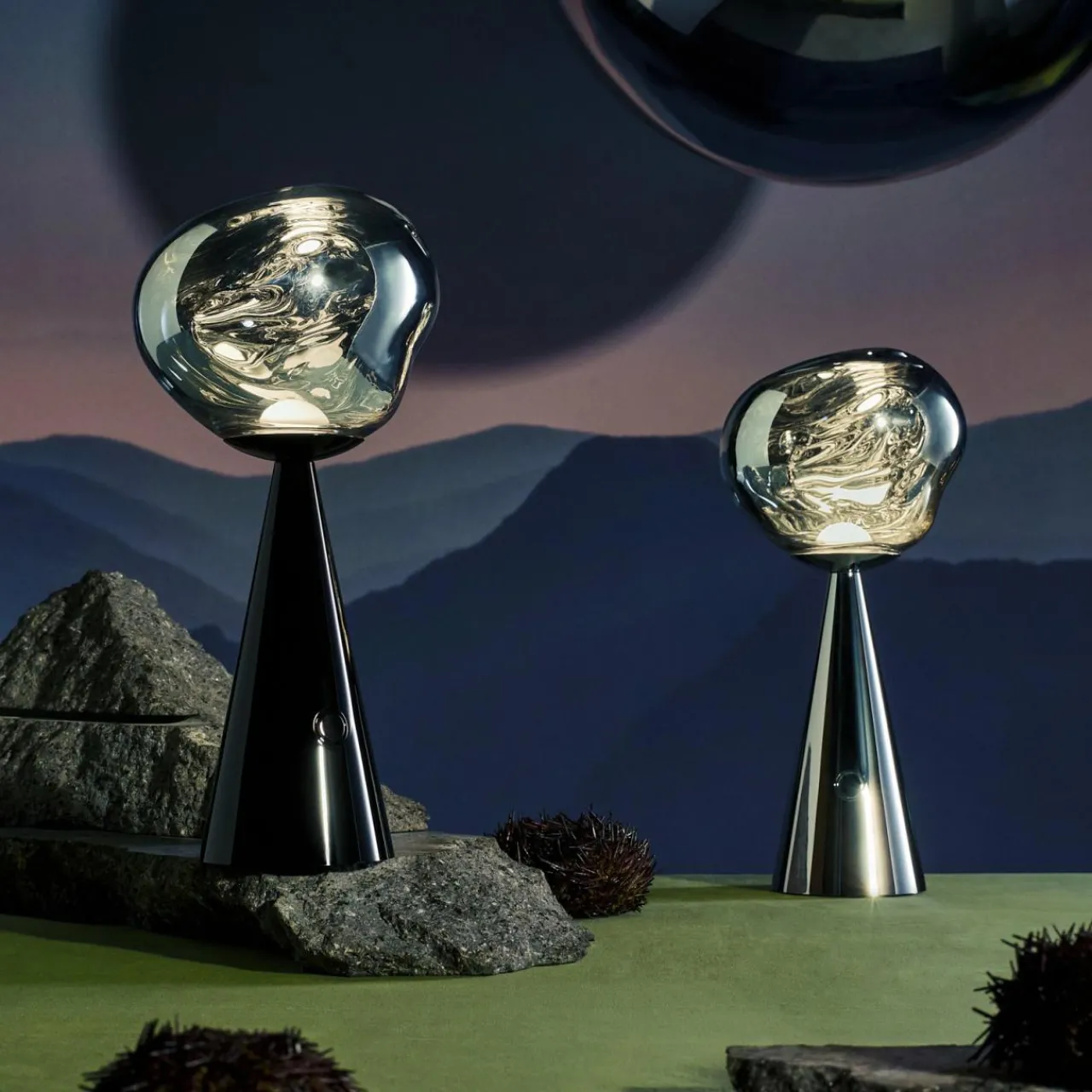 Tom Dixon Lampe de table LED rechargeable Melt Portable, argent, 28,5 cm^ Lampes Décoratives