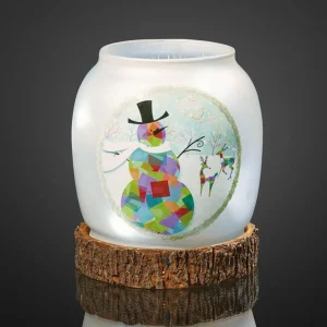 Hellum Vase en verre LED Bonhomme de neige, à pile^ Lumière De Noël