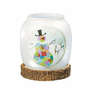 Hellum Vase en verre LED Bonhomme de neige, à pile^ Lumière De Noël