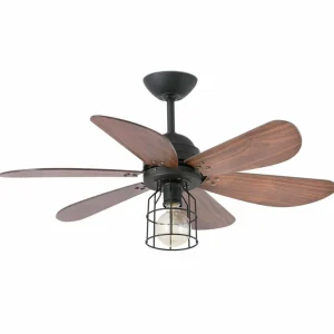 FARO BARCELONA Ventilateur Chicago avec lampe en forme de cage^ Ventilateurs
