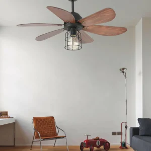 FARO BARCELONA Ventilateur Chicago avec lampe en forme de cage^ Ventilateurs