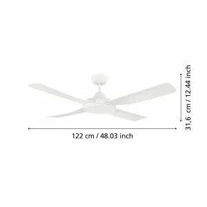 EGLO Ventilateur de plafond Bondi 1, blanc mat, télécommande^ Ventilateurs