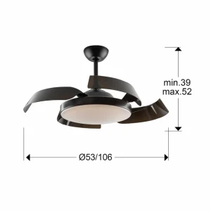Schuller Valencia Ventilateur de plafond Enzo LED, dim, CCT, noir^ Ventilateurs