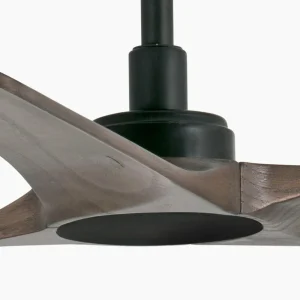 FARO BARCELONA Ventilateur de plafond Heywood S, DC, silencieux, noir/bois foncé^ Ventilateurs