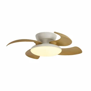 Mantra Iluminación Ventilateur de plafond LED Aloha bois Moteur DC silencieux Ø 90 cm CCT^ Ventilateurs