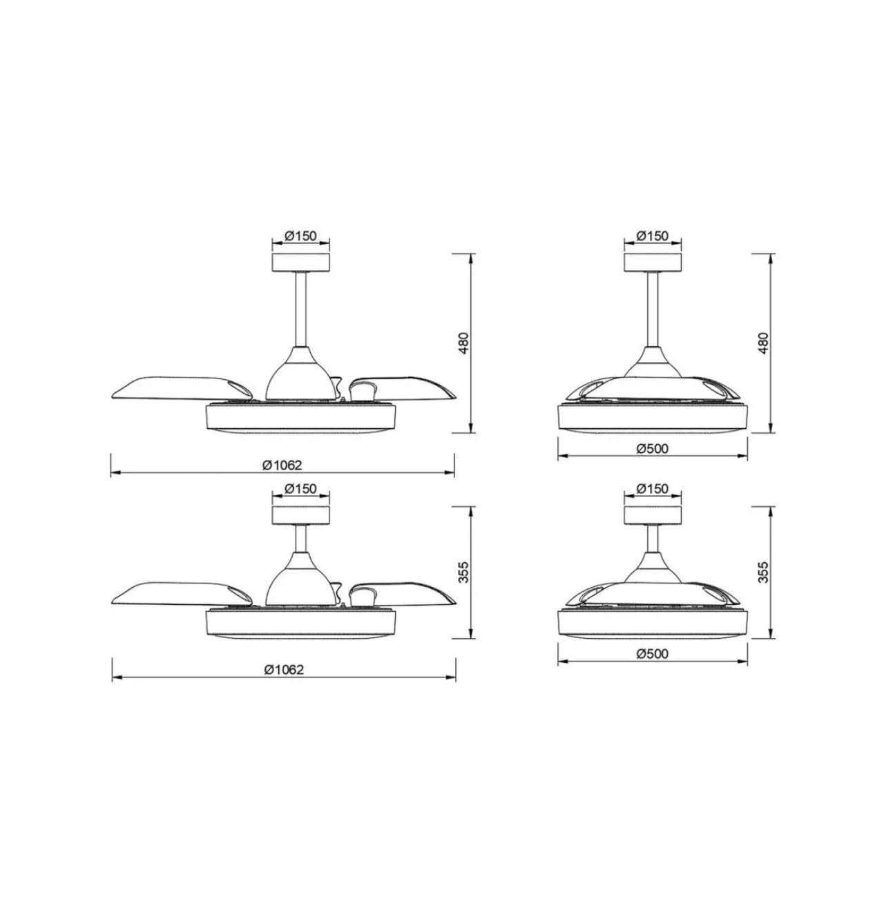 Mantra Iluminación Ventilateur de plafond LED Coin blanc moteur DC silencieux Ø 106 cm CCT^ Ventilateurs