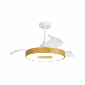 Mantra Iluminación Ventilateur de plafond LED Coin bois Moteur DC silencieux Ø 106 cm CCT^ Ventilateurs