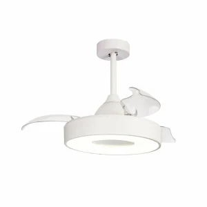 Mantra Iluminación Ventilateur de plafond LED Coin Mini blanc DC silencieux Ø 91 cm CCT^ Ventilateurs