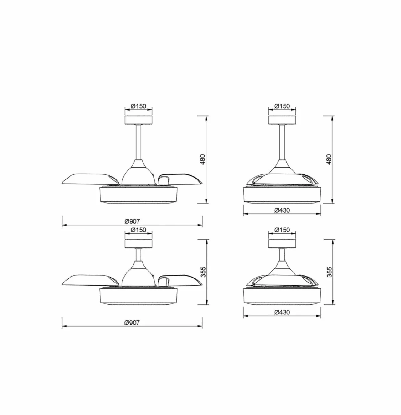 Mantra Iluminación Ventilateur de plafond LED Coin Mini bois DC silencieux Ø 91 cm CCT^ Ventilateurs