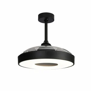 Mantra Iluminación Ventilateur de plafond LED Coin noir moteur DC silencieux 106 cm CCT^ Ventilateurs