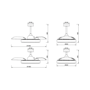Mantra Iluminación Ventilateur de plafond LED Coin noir moteur DC silencieux 106 cm CCT^ Ventilateurs