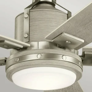 KICHLER Ventilateur de plafond LED Colerne 52, nickel/noyer blanc^ Ventilateurs