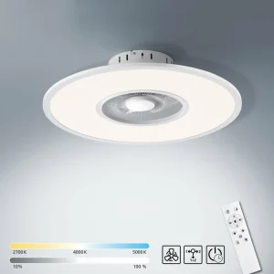 JUST LIGHT. Ventilateur de plafond LED Flat-Air, CCT, blanc, Ø 59,5cm^ Ventilateurs