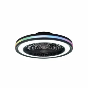 Mantra Iluminación Ventilateur de plafond LED Gamer noir DC silencieux Ø 47 cm CCT RVB^ Ventilateurs