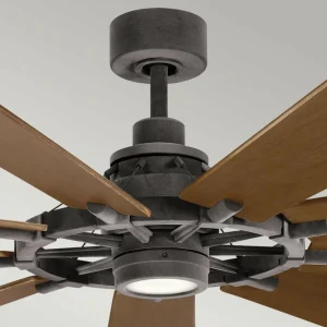 KICHLER Ventilateur de plafond LED Gentry 85 noyer foncé/blanc^ Ventilateurs