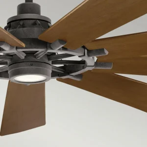KICHLER Ventilateur de plafond LED Gentry 85 noyer foncé/blanc^ Ventilateurs