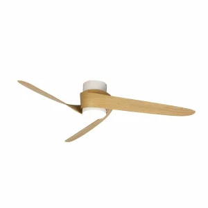 Mantra Iluminación Ventilateur de plafond LED Groenland, bois, DC silencieux Ø 122 cm CCT^ Ventilateurs